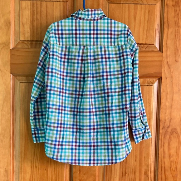 Boy’s size 8 Lands’ End long sleeved checked button down dress shirt - Picture 2 of 4